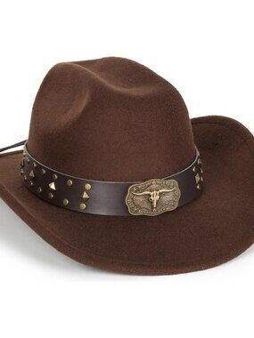 Men's White Western With Braided Band Buckle Fedora Classic Cowboy Felt Hat